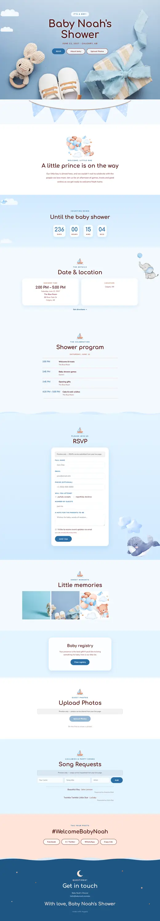 The Boy Baby Shower theme, the whole page