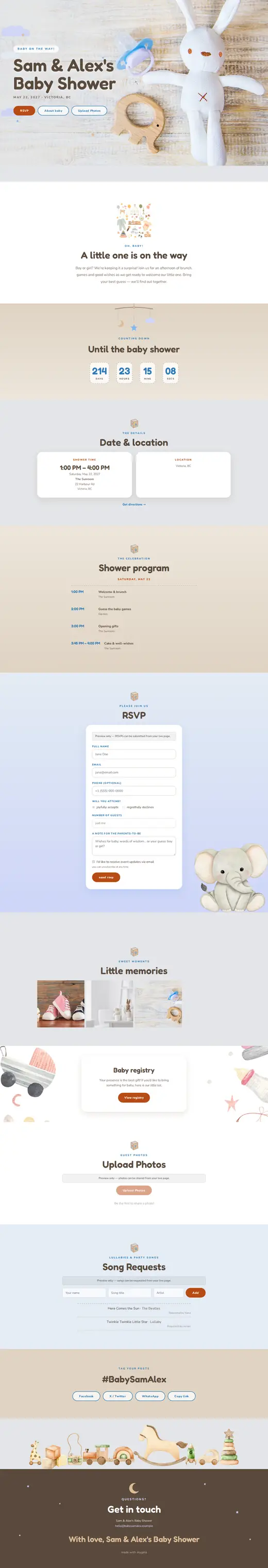 The Neutral Baby Shower theme, the whole page