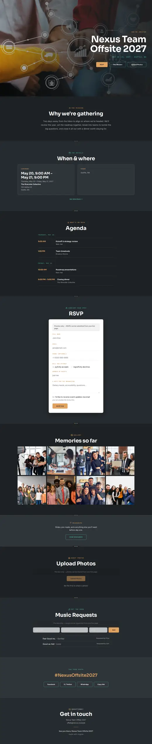 The Nexus theme, the whole page