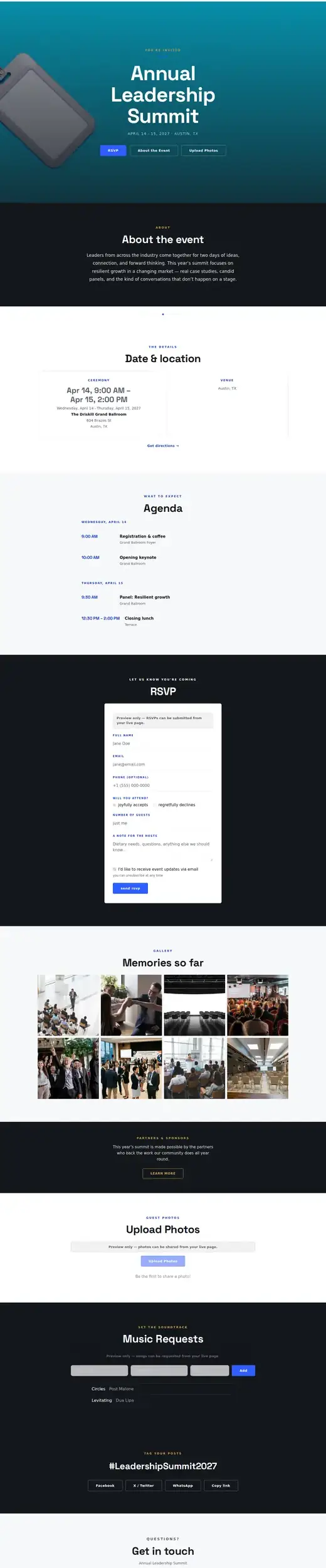 The Summit theme, the whole page